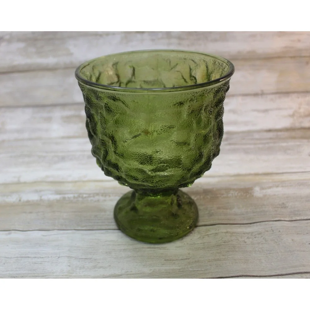 E.O. Brody Co. Vase, Vintage Avocado‎ Green Crinkled #M3000 Glass Vase